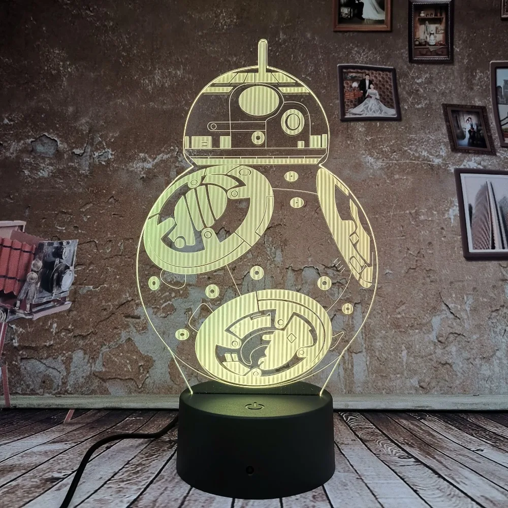 Крутые 3D BB8 7 градиентные Авто цветные иллюзионные огни Звездные войны