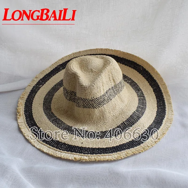 

LongBaiLi Fashion Summer 12cm Large Brim Sun Beach Hats For Women Fedora SWDS058