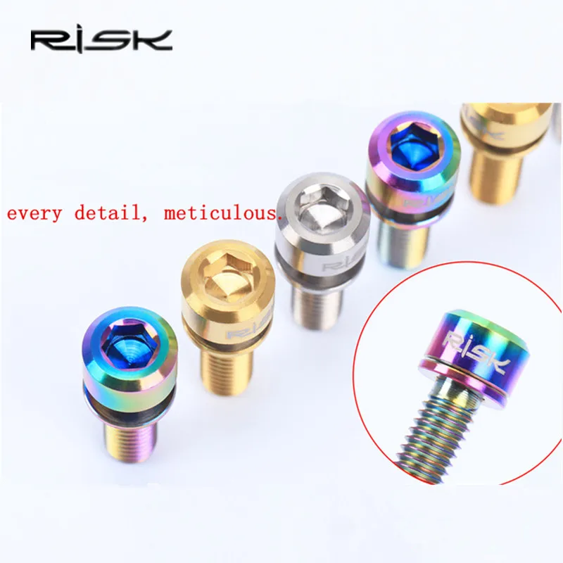 4pcs Disc Brake Screws Titanium MTB Mountain bike M6*18/M6*20mm Bolts Clamp With Gasket Stigma Cone Head | Спорт и развлечения