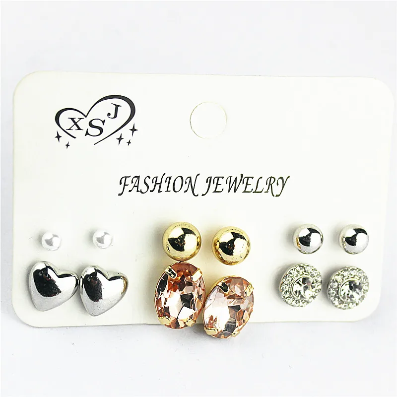 6 пар/комплект серьги в форме сердца с жемчугом|pearl ball|heart shaped earringsshaped earrings |