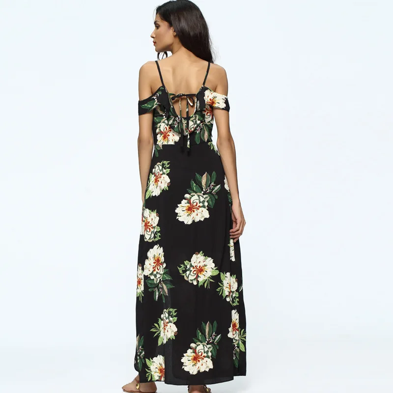 Поставка Европейский стиль платье шаль рукавом оборками с открытой спиной