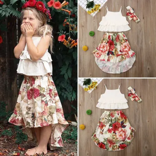 Комплект летней одежды из 3 предметов для малышей топ с оборками маленьких