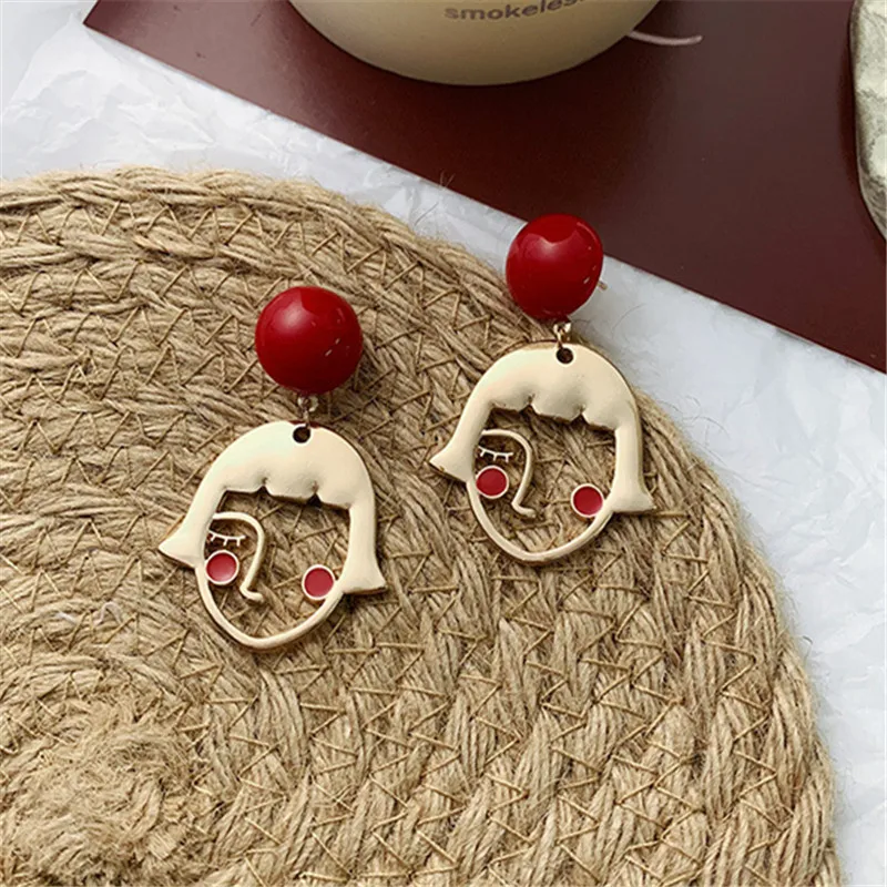 Серьги-гвоздики с фигурками, модные, темпераментные, металлические, румяна, милые, для девушек, серьги для женщин, серьги-гвоздики для женщин, ювелирные изделия