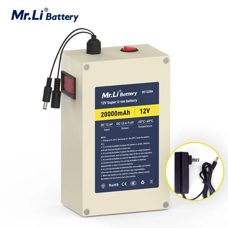 Mr.Li Ion аккумулятор 12V 20Ah Перезаряжаемые 18650 комплект литий ионный батарей для