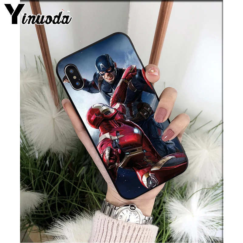 Yinuoda Марвел Капитан Америка ТПУ Мягкий силиконовый чехол для телефона для iPhone X XS MAX 6 6s 7 7plus 8 8Plus 5 5S SE XR