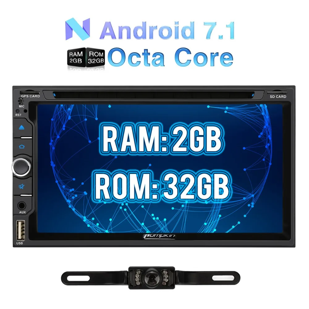 Тыква Qcta core 2 Din 6 95 &quotAndroid 7 1 Универсальный Автомобильный dvd плеер gps навигация Wifi 3g