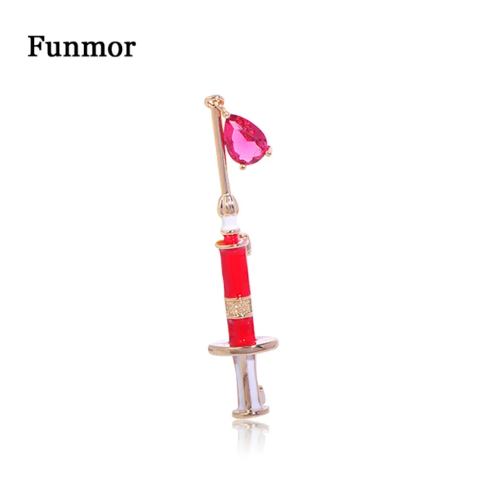 Женская Брошь с эмалью Funmor брошь в форме шприца кристаллами аксессуар для