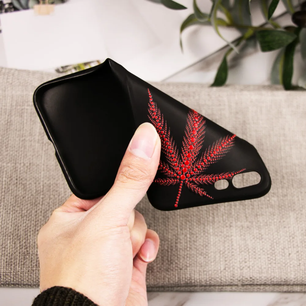 Caseier 3D выступающий рельеф Телефон чехол для iPhone 6 6s 7 8 Plus роскошный черный мягкий
