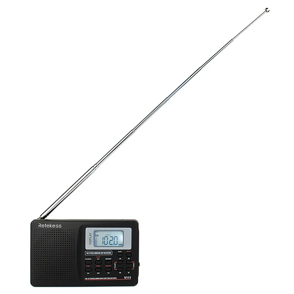 RETEKESS V111 Полнодиапазонный радио FM стерео/MW/SW DSP приемник мирового диапазона с синхронизацией будильник портативный радио черный F9201