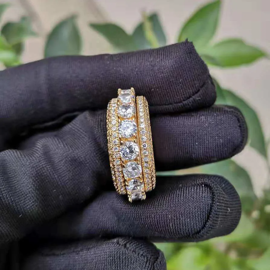 Мужское кольцо Спиннер золотого и серебряного цвета медное очаровательное с