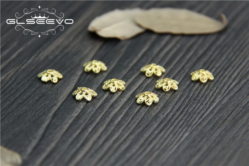 50 шт. 925 серебро цветок из бисера Кепки s позолоченный Jewelry аксессуары ювелирные