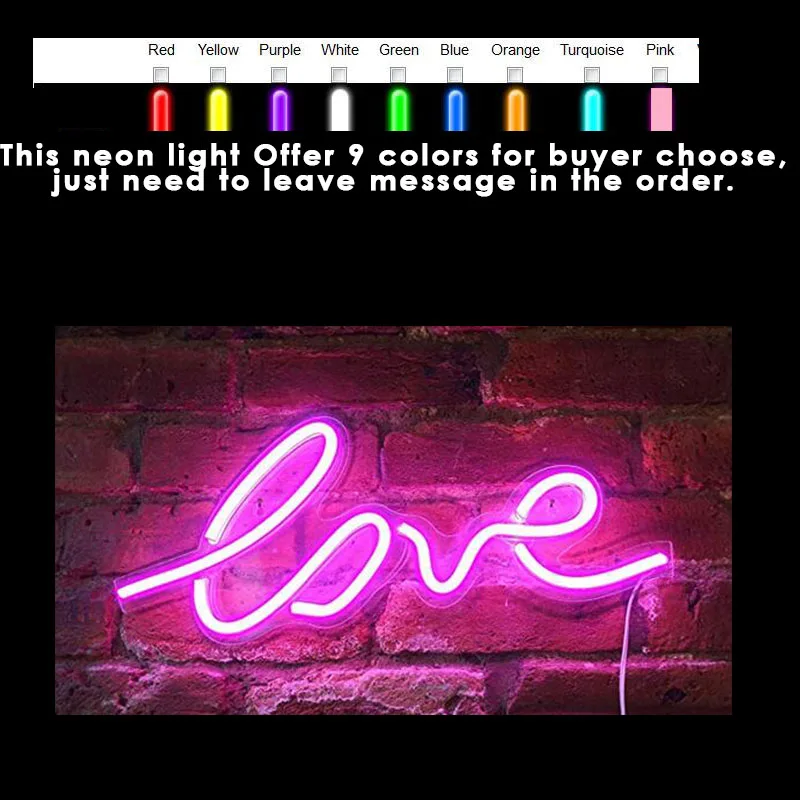 Design 8 LOVE Art неоновые вывески, Настенный декор, неоновый светильник, не Светодиодная лампа, настоящие стекла, поцелуй, слова, стрелка, для дома, спальни, комнаты, искусство - Испускаемый цвет: Design 8