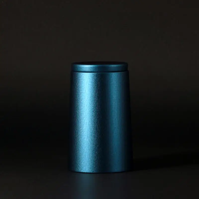 Blue Жестяная Банка для чая, металлическая герметичная банка для чая, кофейных зерен, жестяная коробка для хранения, кухонная пустая однотонная бутылка, органайзер для дома, принадлежности - Цвет: Blue