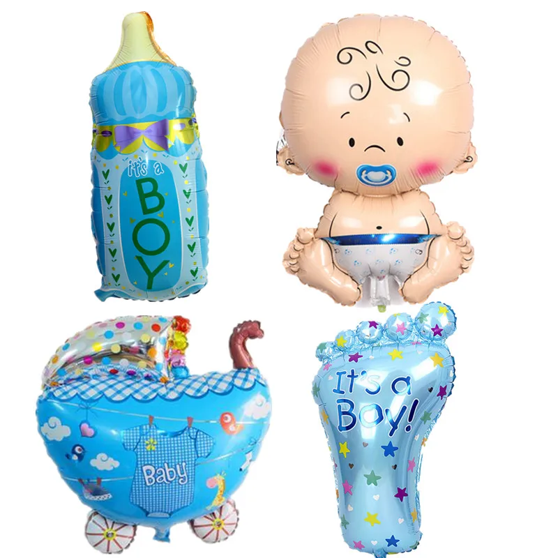 4pcs baby boy KAMMIZAD ребенок 1-й набор воздушных шаров на день рождения розовый и голубой номер фольги шар диких один день рождения украшения Детские воздушные шары вечерние принадлежности - Цвет: 4pcs baby boy