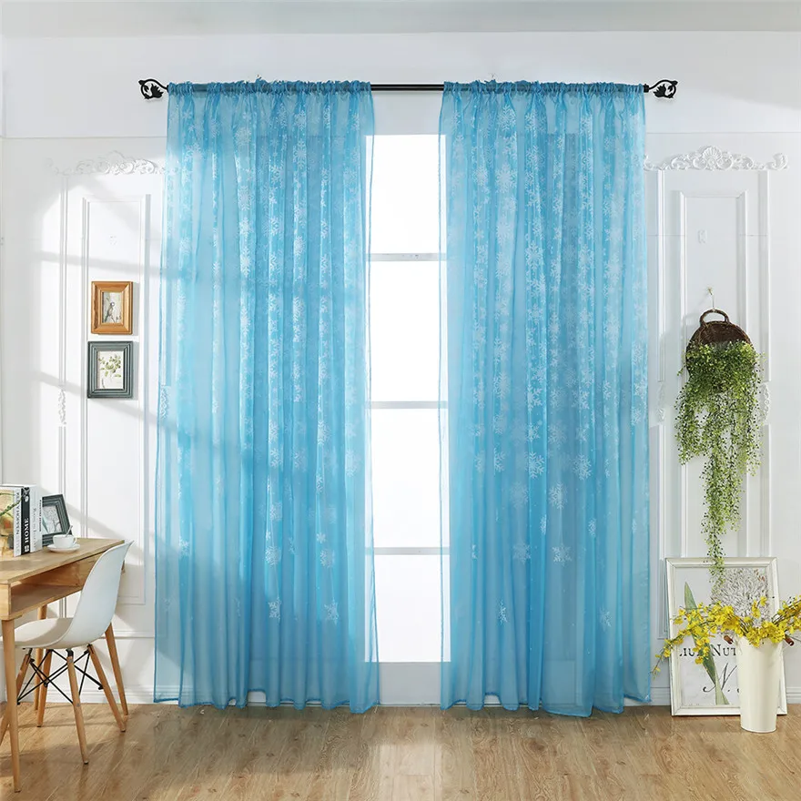 Sky Blue 1 шт., рождественские шторы со снежинками, тюль, для обработки окна, вуаль, драпировка, балдахин, для дома, элегантные и романтичные занавески, 80*200 см#1122 A2 - Цвет: Sky Blue