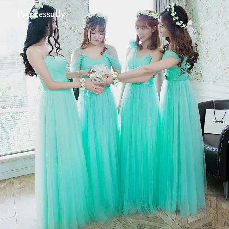 Vestido de festa Новое светло-зеленое платье подружки невесты длинное Сексуальное Милое элегантное Тюлевое вечернее платье для выпускного вечера свадебные вечерние платья