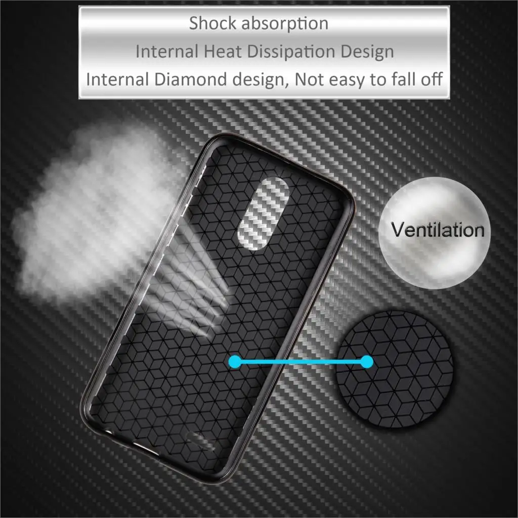 Чехол HATOLY для LG K9 Ультратонкий чехол K8 2018 Мягкий ТПУ/углеродное волокно задняя