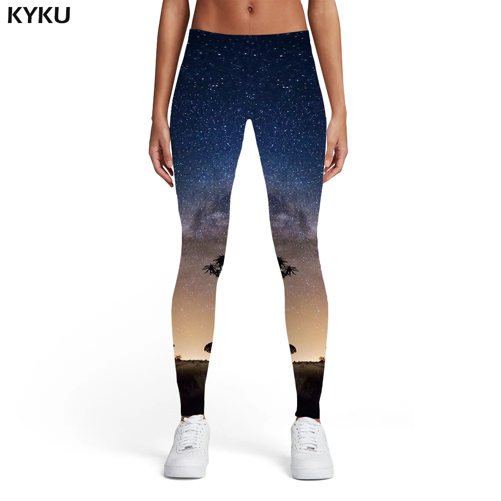 KYKU galaxy Леггинсы женские синие спортивные космические дамские Harajuku спандекс готические сексуальные женские s легинсы, штаны для фитнеса модные летние