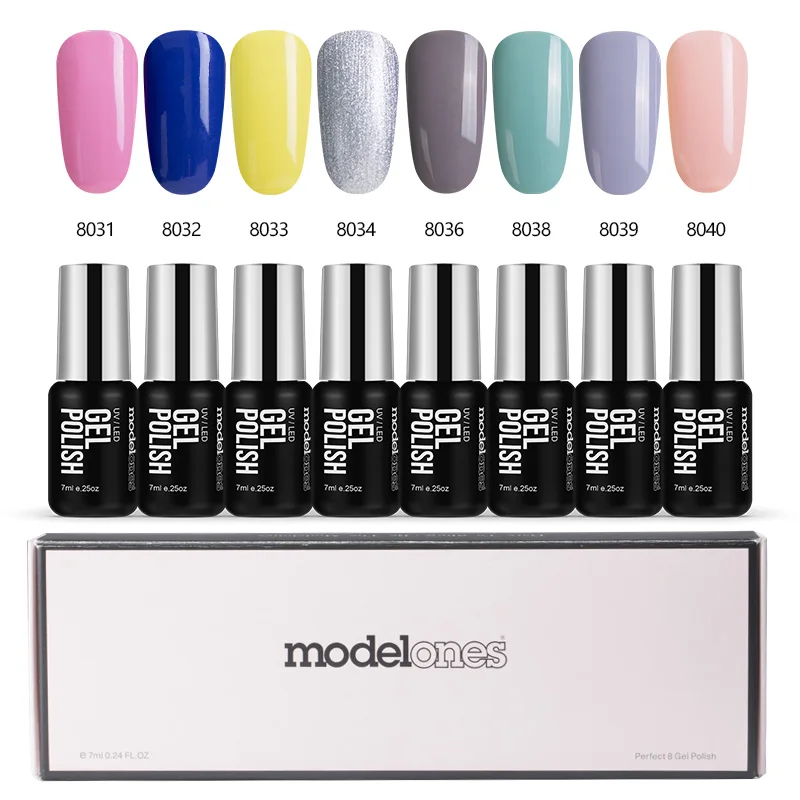 Modelones, 8 шт./лот, Гель-лак для ногтей, французский стиль, УФ-набор гель-лаков для ногтей, замочить от серой серии, лак для ногтей, гель телесного цвета - Цвет: 5
