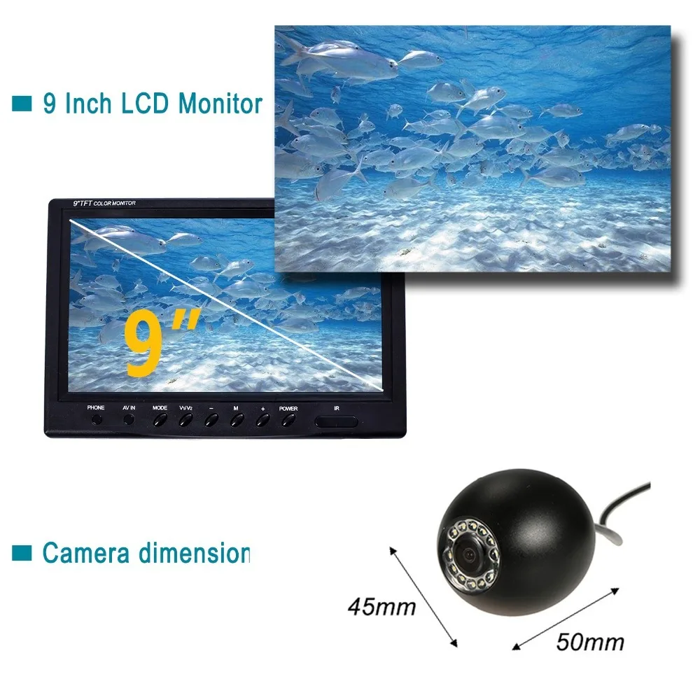 Syanspan " Рыболокаторы IP68 HD 1000TVL Запись издание, видеокамера для подводной охоты, Камера, украшенное мозаикой из драгоценных камней, 12 шт. цвета: белый/ИК инфракрасными светодиодами, обеспечивающими хорошее изображение