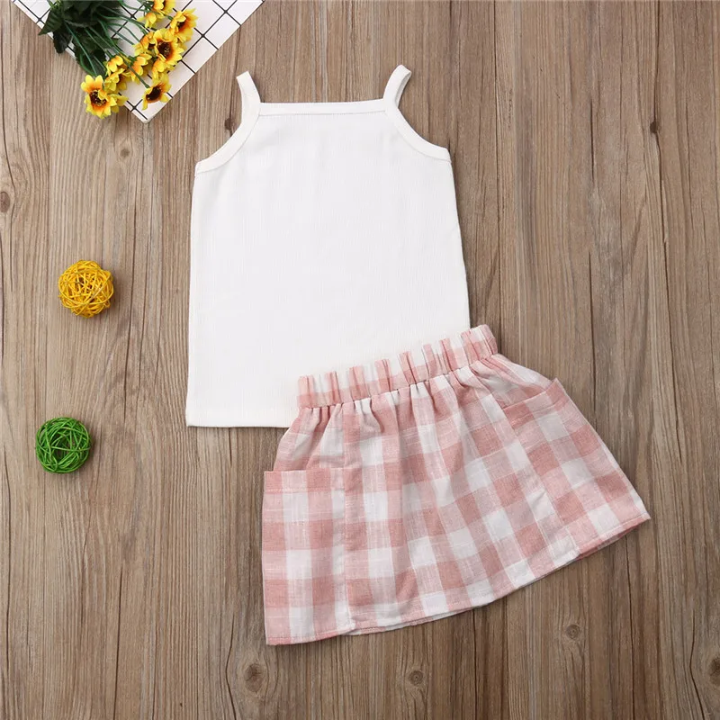 Boho/летние комплекты для маленьких девочек одежда без рукавов женское белье с