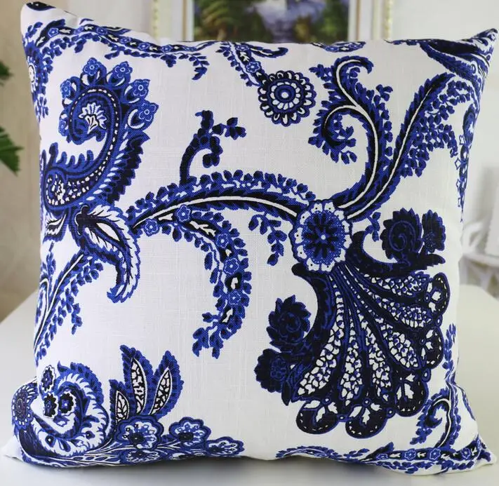 Blue Porcelain Fyjafon 2 шт. льняная наволочка домашняя Наволочка декоративная подушка чехол размером 45*45/50 х 50/60x60 - Цвет: Blue Porcelain
