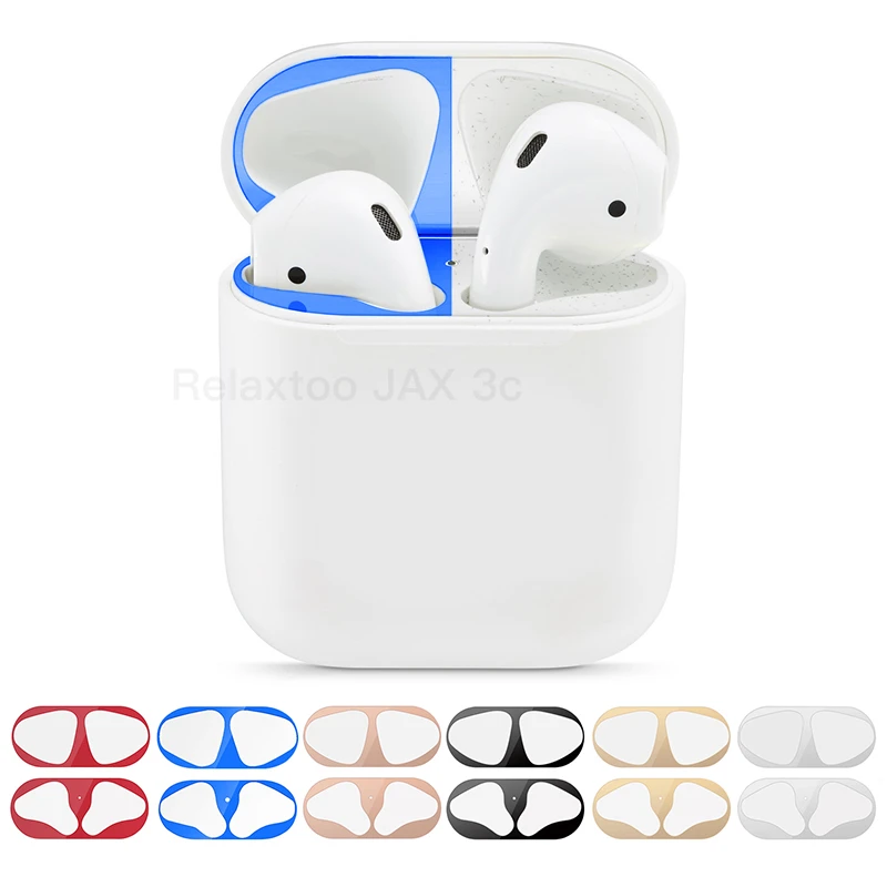 Металлическая Пылезащитная наклейка для Air pods 2 Чехол для наушников для AirPods защитная наклейка защита кожи для Apple Airpods аксессуары
