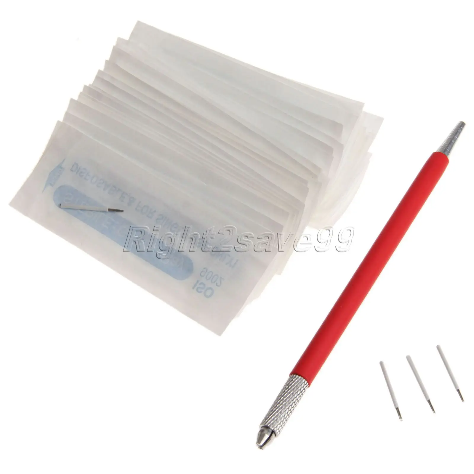 Противотуманная ручка для бровей + 50 шт. 5 круглых игл Перманентный макияж 5Pin из