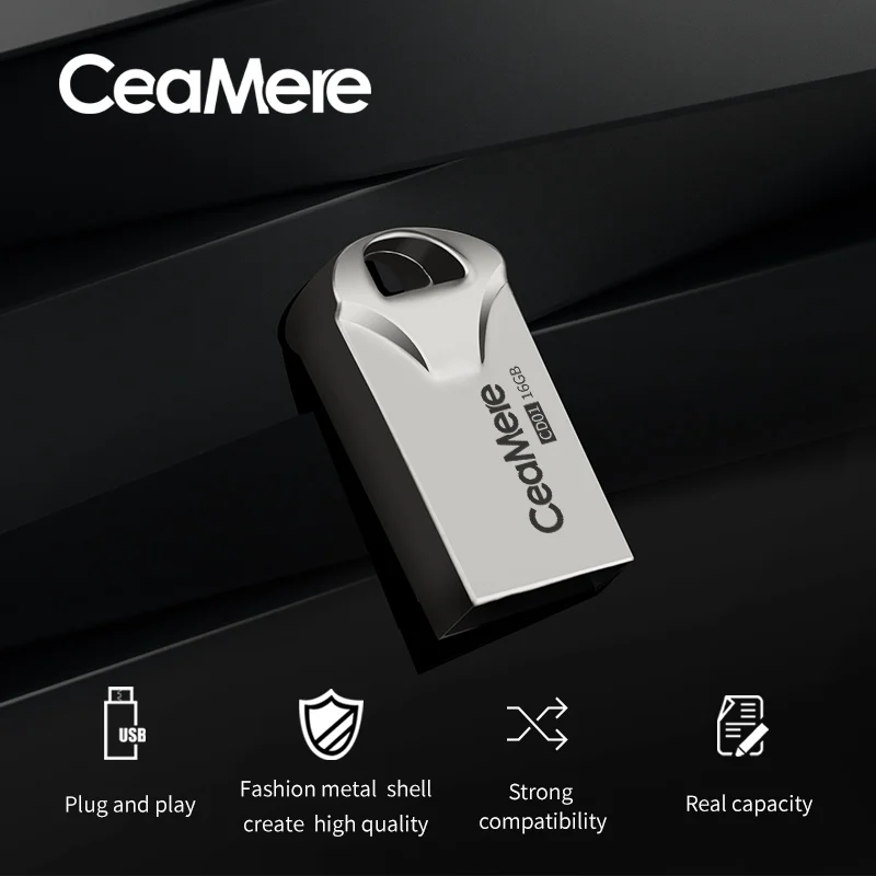 Ceamere CD01 USB флеш накопитель 8 ГБ/16 ГБ/32 ГБ/64 Гб мини металлический Флешка 2 0 карта