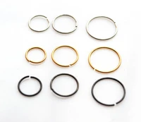 plain fake nose ring hoop clip on ear lip stud piercing surgical steel gold black rainbow 18g 20g 22g 6mm 8m 10mm choose size