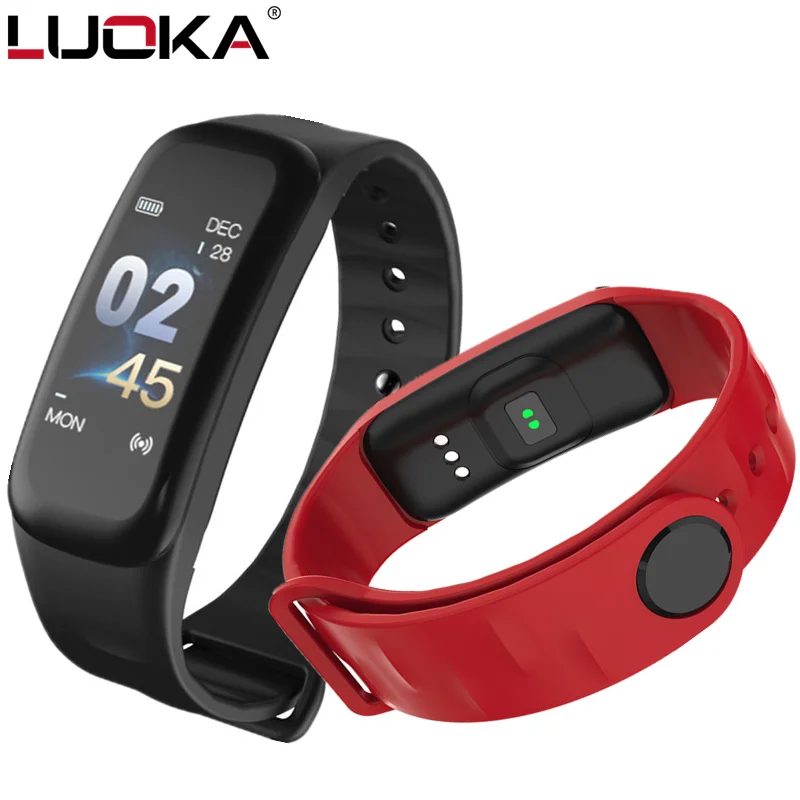 Фитнес-трекер LUOKA C1Plus с цветным экраном смарт-браслет монитором кровяного