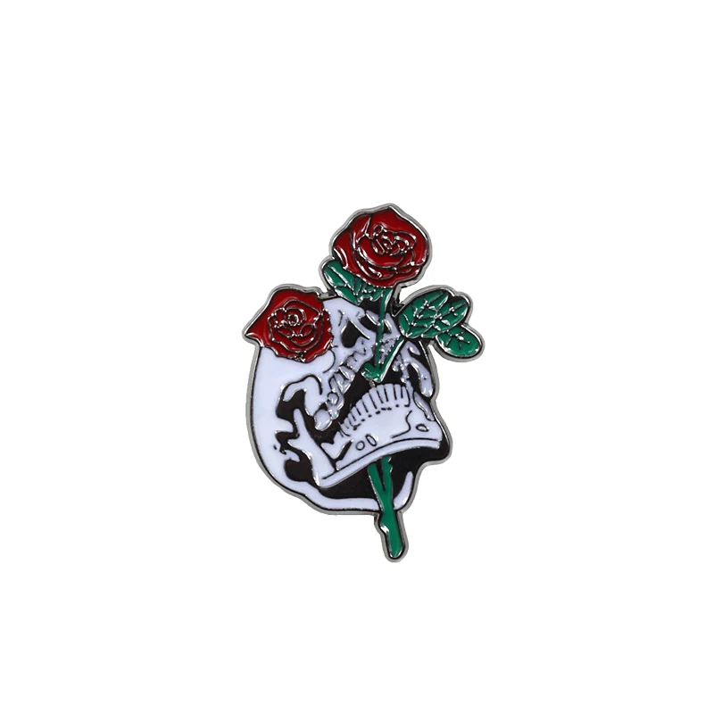 rose Забавная брошка мультфильм эмаль булавки роза цветок губная помада юбка Батт перец значок Кнопка рубашка футболки куртки женские значки ювелирные изделия - Окраска металла: rose