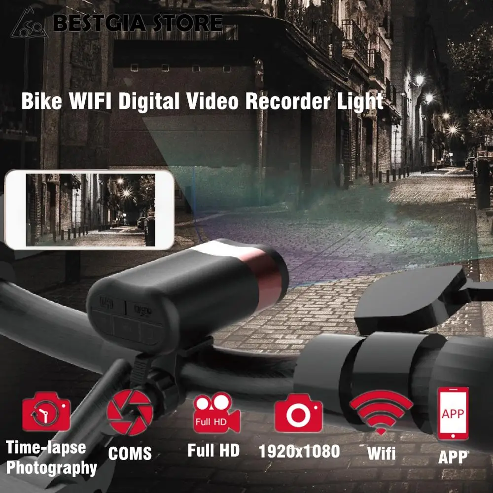 USB HD велосипедный DVR светильник 1080P 30fps Wi Fi экшн Камера передняя фара для