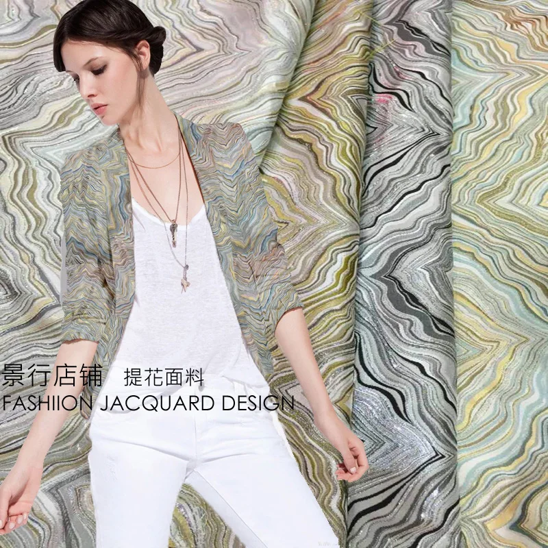 4-цветная высокого качества Золото модные ткани марки jacquard волна Небесно маленький костюм Кок Штаны производства ткань одежда ткани