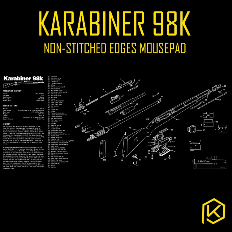 Механическая клавиатура Коврик для мыши Karabiner 98k 900 400 4 мм непрошитые края