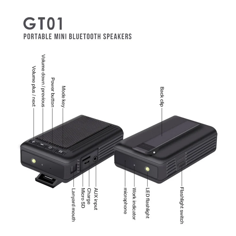 GT01 пожилых радио Bluetooth фонарик портативный мини-карты открытый альпинизм площадь пение водонепроницаемый динамик