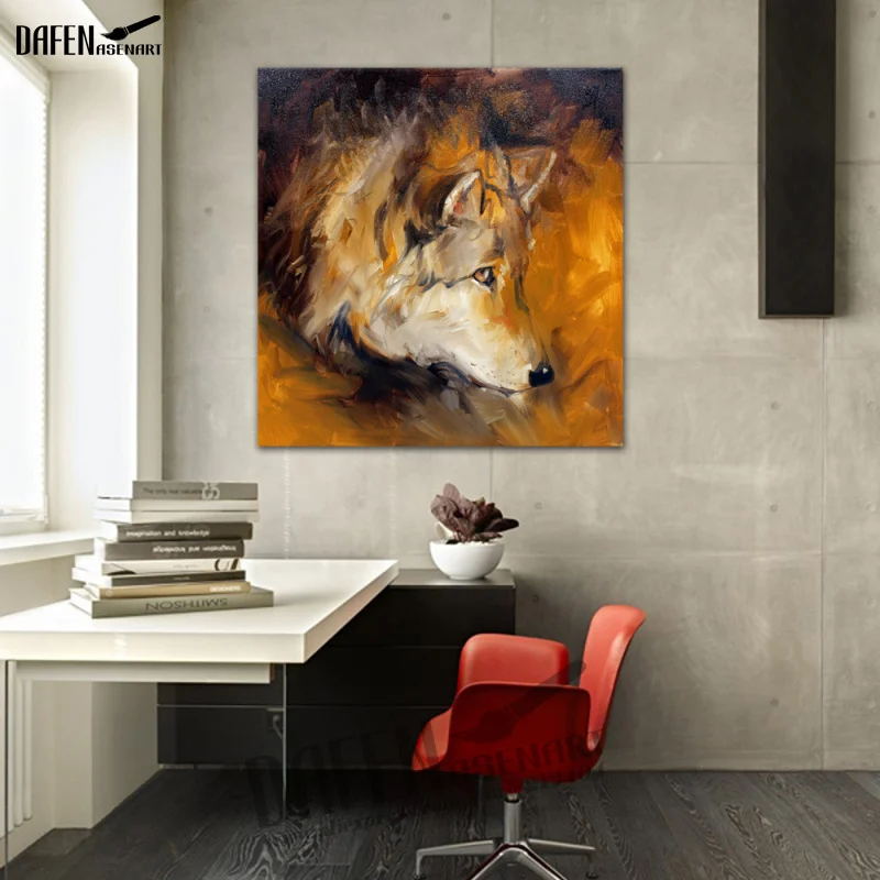 Картина масляная Happy Wolf 100% ручной работы с животными смешная картина из