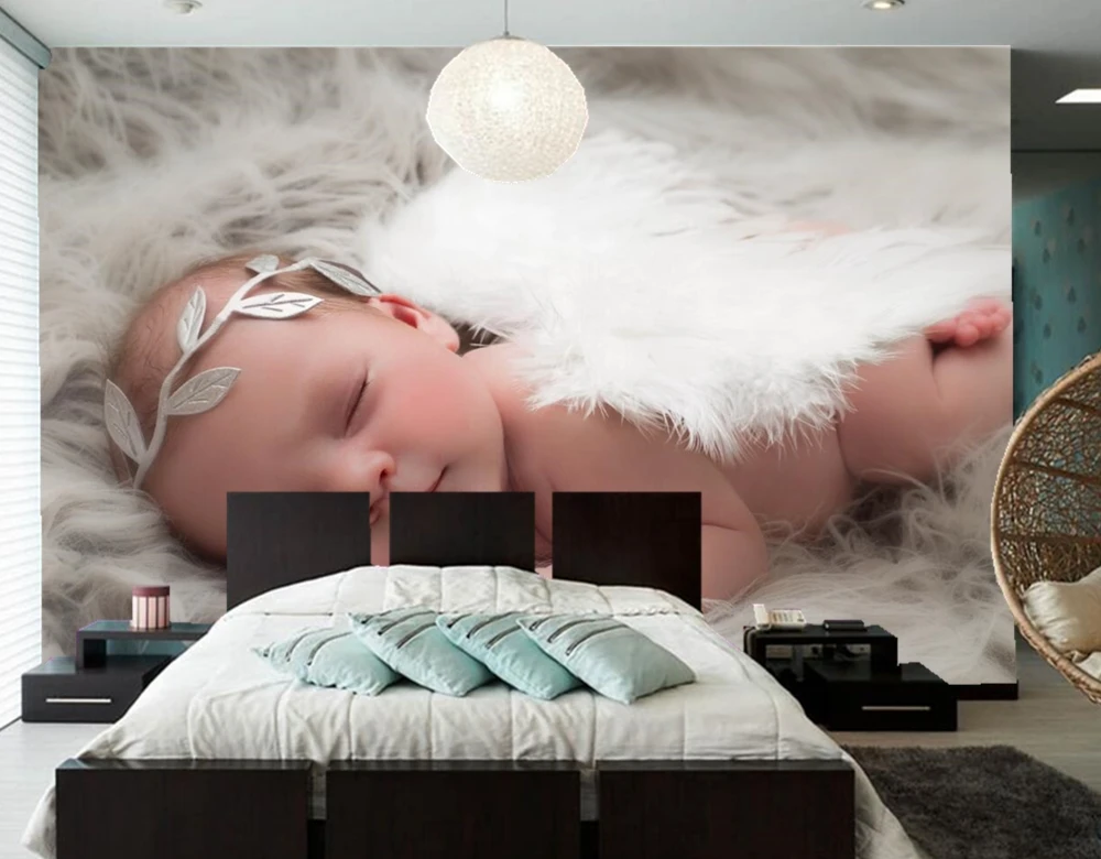 Обои для фотосъемки младенцев с ангелом милые Настенные обои гостиной