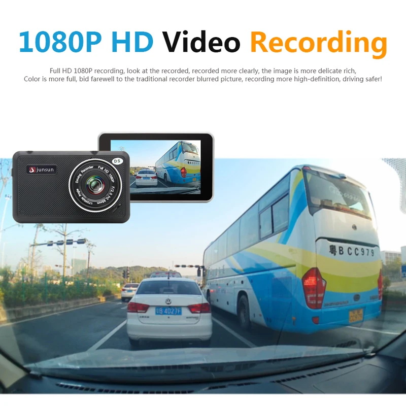 Junsun 4.0 &quotIPS Автомобильный видеорегистратор с двумя объективами Камера FHD 1080 P
