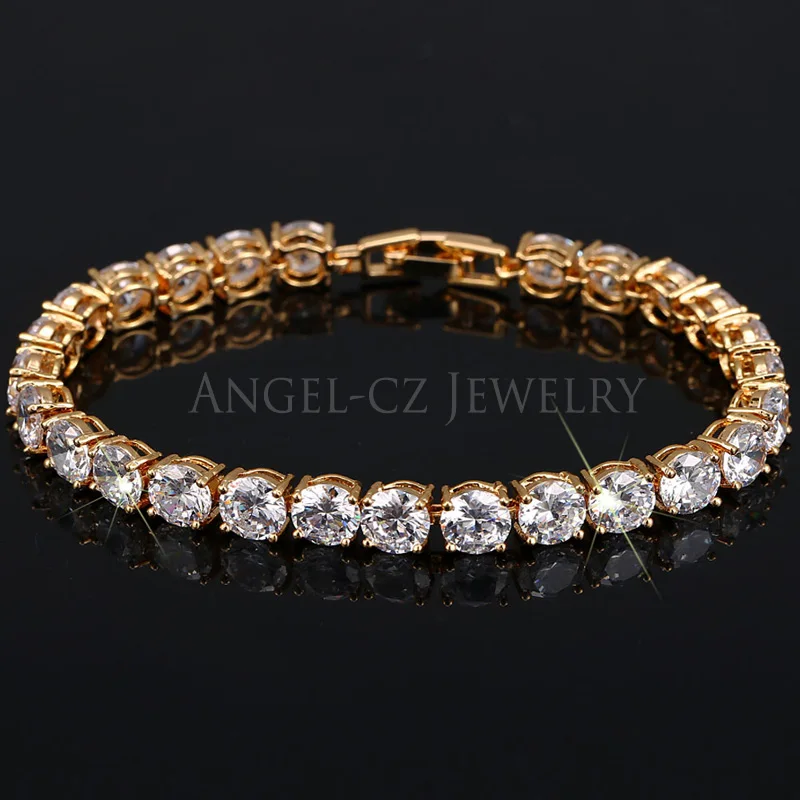 ANGELCZ классические круглые 0 5 карат CZ Diamante Серебряный цвет свадебные теннисные
