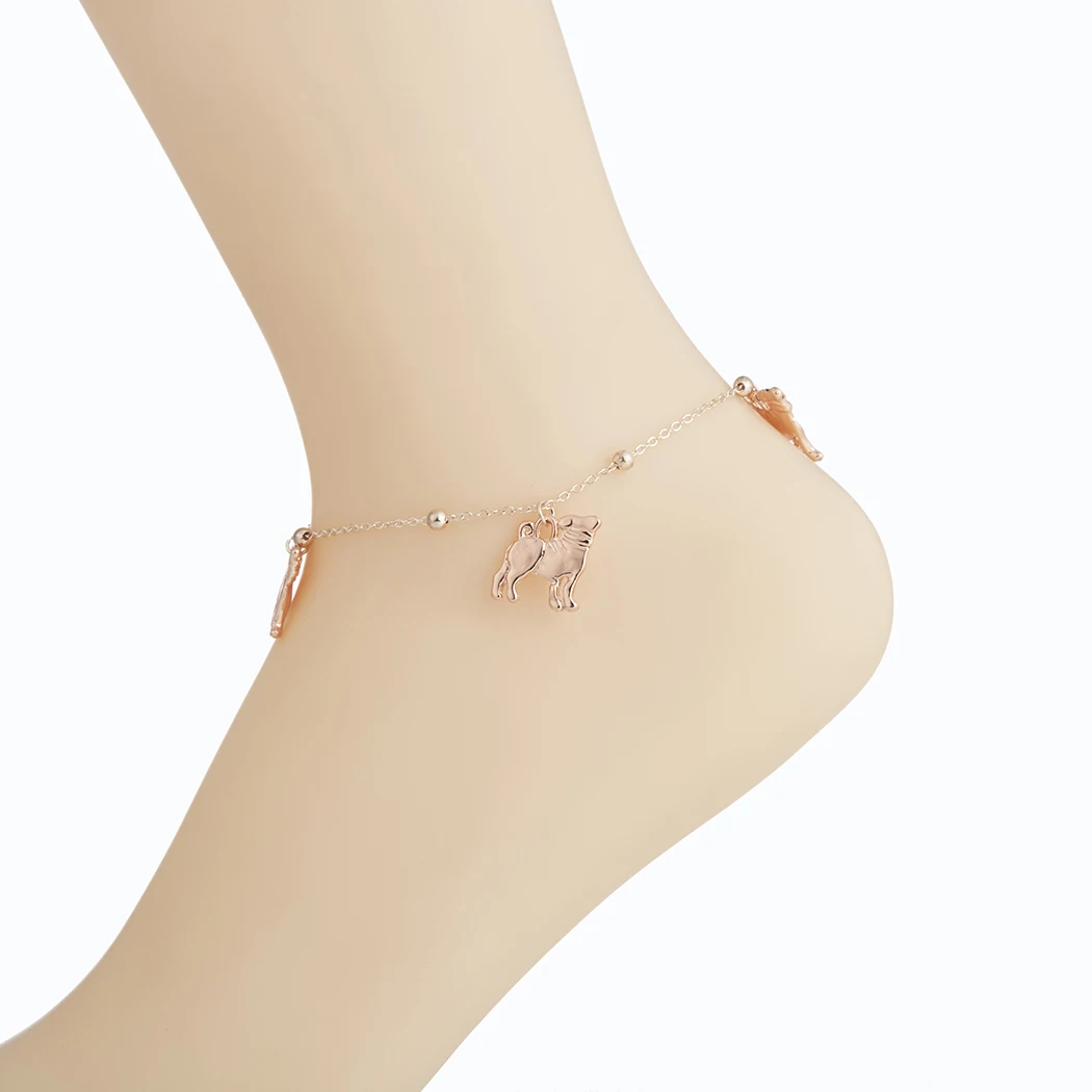 Симпатичные Подвески на удачу браслеты ногу с собакой для женщин цепочка цвета