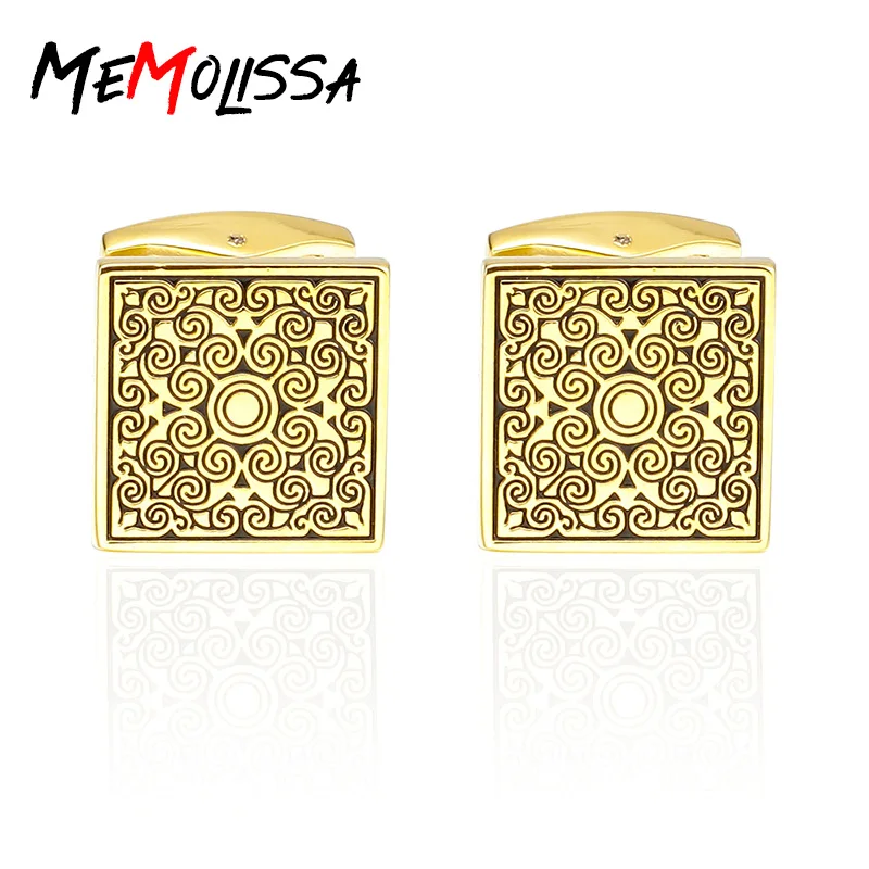 

Запонки MeMolissa мужские золотистые, брендовые пуговицы для манжет, запонки в французском стиле, ювелирные изделия