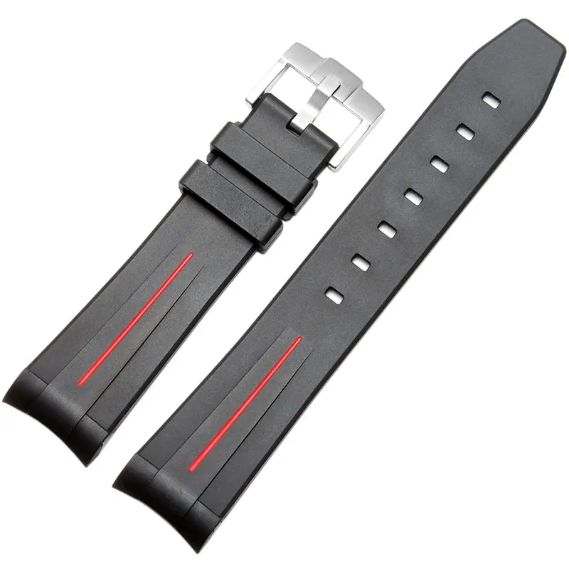 Silicone Rubber bracelet 20mm watchband sport watch strap curved interfaces wristband waterproof accessories belt | Наручные часы