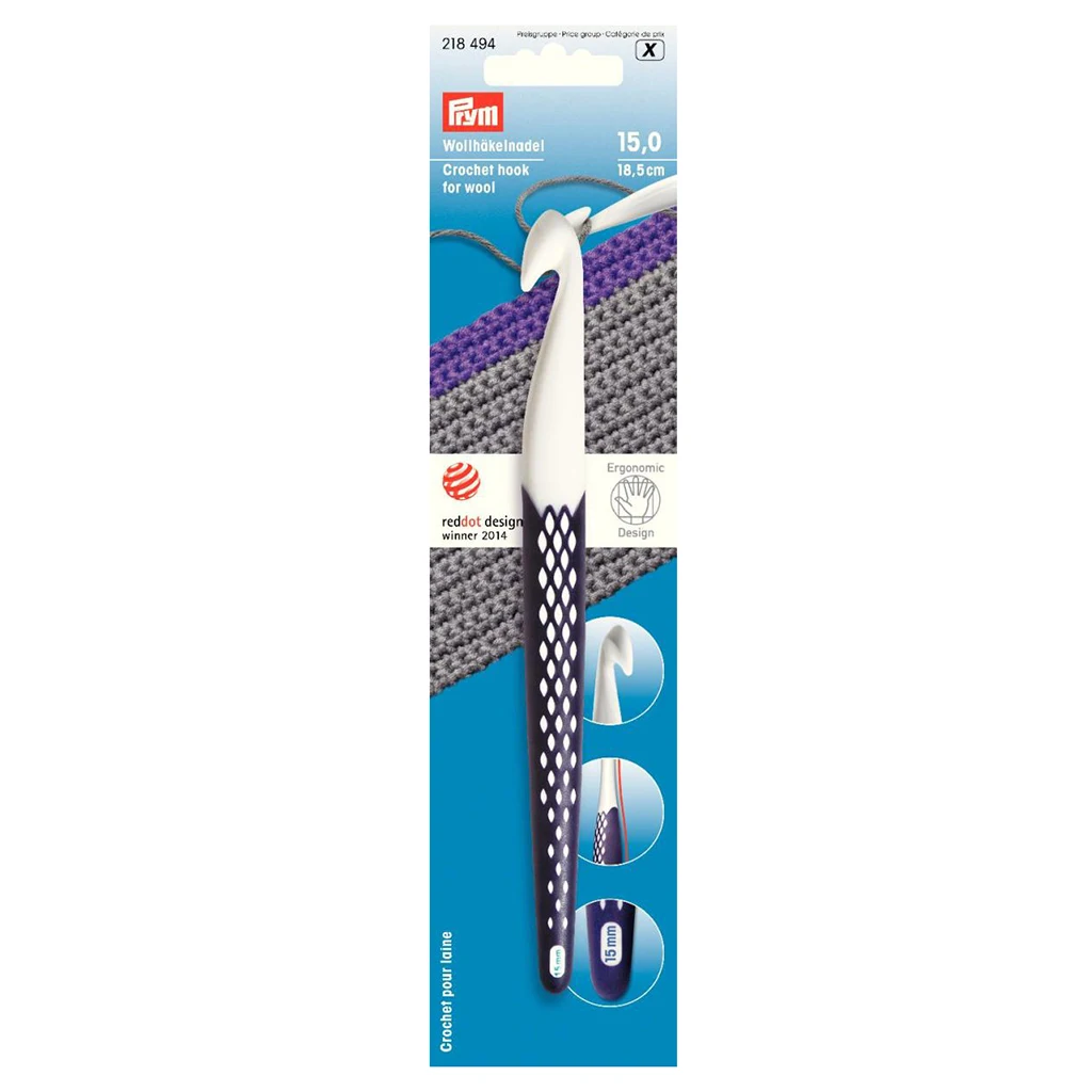 Германия Prym 218488-218494 Крючком Крючок для шерсти, вязание крючком, ручной DIY, Швейные аксессуары, лоскутное шитье, шитье - Цвет: 15mm