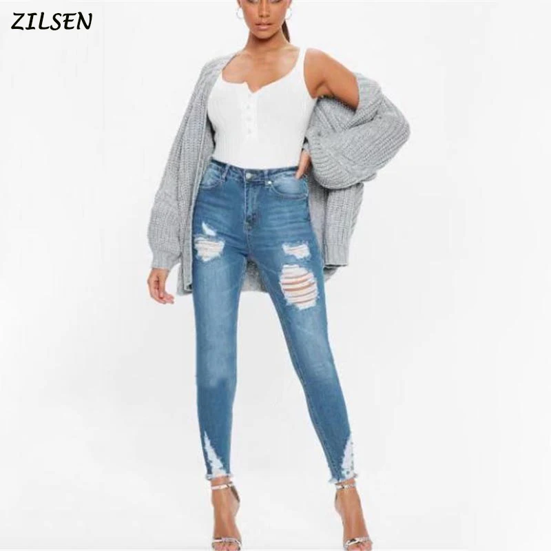 2019 хит продаж джинсовые женские брюки со средней посадкой облегающие Лосины