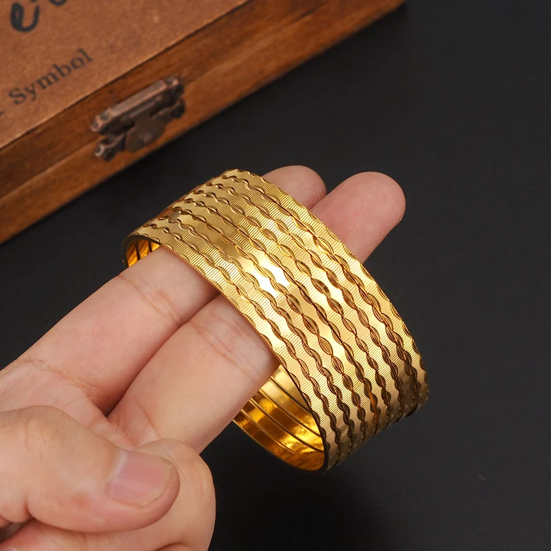 Золотые ювелирные браслеты из Дубая диаметром 2 6 дюйма 4 шт. эфиопские изделия