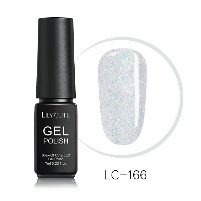LC-166 LILYCUTE, 7 мл, блестящий Гель-лак для ногтей, блестящий гель для ногтей, серебряный, красный, розовый, золотой, фиолетовый, блестящий, яркий, впитывающий Гель-лак для ногтей - Цвет: LC-166