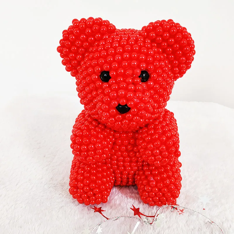 red bear Творческие подарки на день Святого Валентина, ручной работы, из пеноматериала медведя Жемчуга Комплект 20 см пены медведь для творческий подарок на день рождения разных цветов - Цвет: red bear