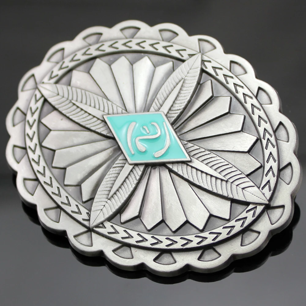 Винтажный посеребренный кулон крест купольный ковбойский ремень пряжка подарок