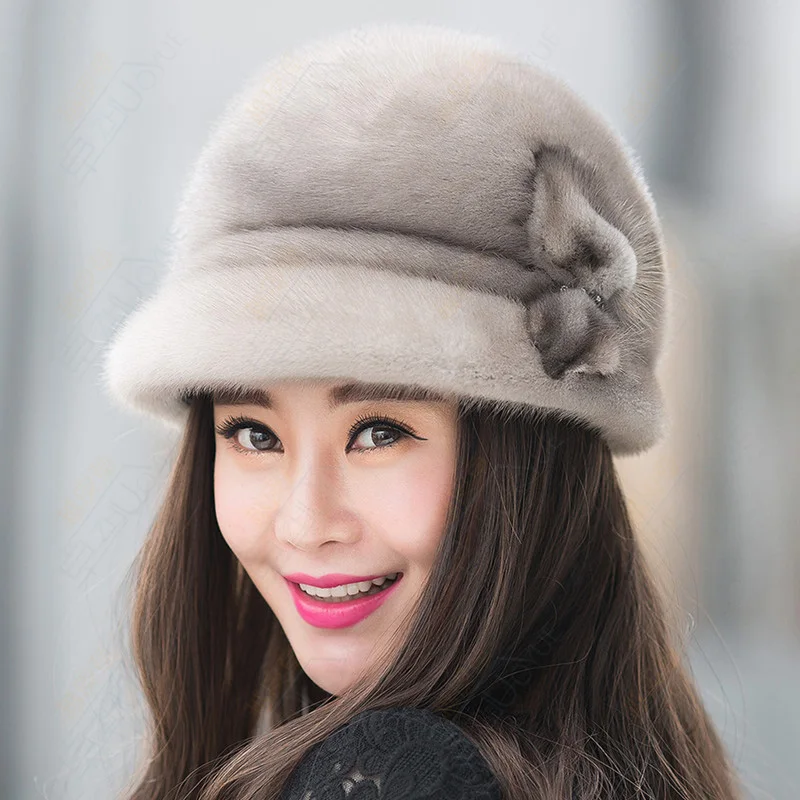 New fashion winter fur hat Mink fedora for women wide brim wedding hats fascinator ZY09 | Аксессуары для одежды